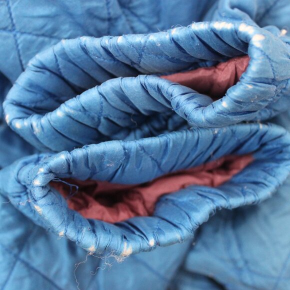 Vintage Carole Little Blue Quilted Silk Zip Up Home Coat Jacket - Picture 13 of 16